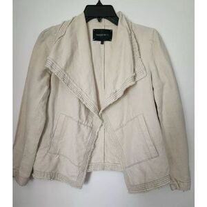 Lafayette 148 open front Jacket draped neck linen blend womens